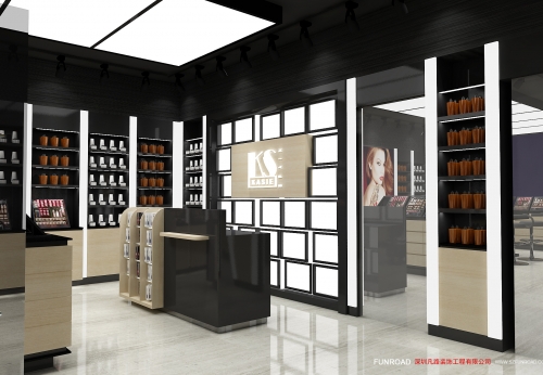 Fashionable Makeup Glass Cosmetic Display Counter Professional Metal MDF Store Cabinet Furniture Stylish Showcase for Cosmetic