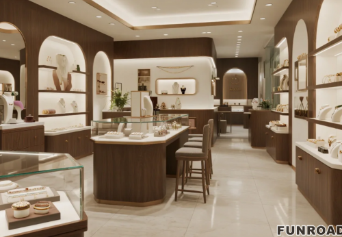 Customized High-end Counter Glass Showcase Wooden Luxury Jewelry Shop Display with Lighting LED