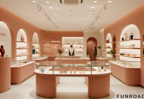 Customized High-end Counter Glass Showcase Wooden Luxury Jewelry Shop Display with Lighting LED