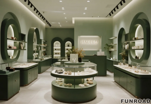 Customized High-end Counter Glass Showcase Wooden Luxury Jewelry Shop Display with Lighting LED