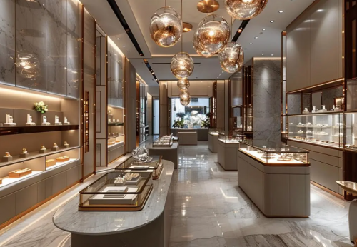 Customized High-end Modern Counter Iron Glass Showcase Wooden Luxury Jewelry Showroom Kiosk Display LED Lighting Shopping Mall