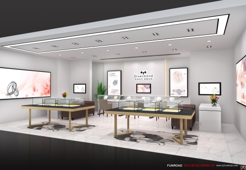 Commercial LED Diamond Jewelry Showroom Display Fitting Custom Design Store Kiosk Display for Ring Necklace Other Jewelry Items