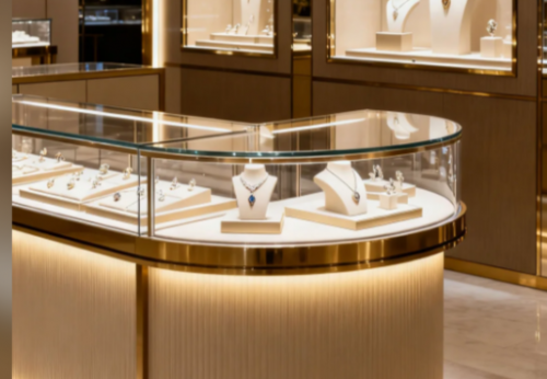 Luxury Aluminum LED Strip Lighted Eco-Friendly High Quality Easy-Clean Rectangular Display Stand for Mall Retail Use