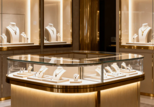 Luxury Aluminum LED Strip Lighted Eco-Friendly High Quality Easy-Clean Rectangular Display Stand for Mall Retail Use