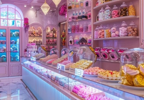 Colorful Candy Store Furniture Decorations Stand Showcase Sweet Chocolate Sugar Display Rack Shop Interior Design