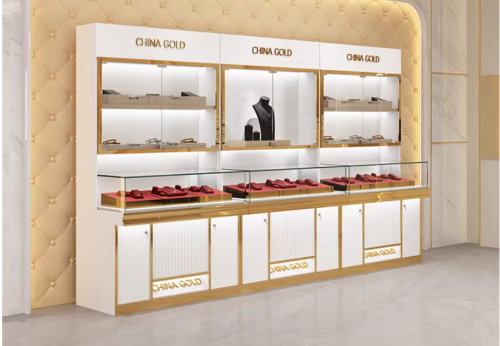 Luxury Aluminum LED Strip Lighted Eco-Friendly High Quality Easy-Clean Rectangular Display Stand for Mall Retail Use