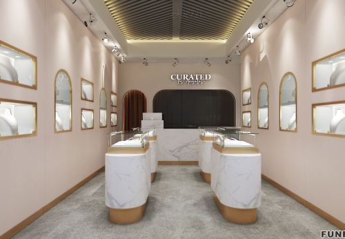 Jewelry Display Showcase Watch Store 3D Interior Design Jewelry Wall Cabinet & Commercial Glass Display Furniture