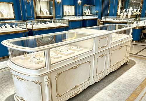 Modern Jewelry Display Showcase Luxury Tempered Glass Jewelry Showcase Counter