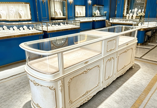 Modern Jewelry Display Showcase Luxury Tempered Glass Jewelry Showcase Counter
