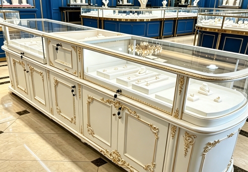 Modern Jewelry Display Showcase Luxury Tempered Glass Jewelry Showcase Counter
