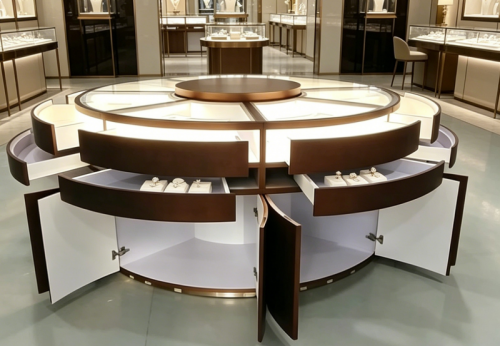 Jewelry Store Showcase Furniture Pedestal Glass Display Case for Jewelry