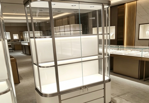 Jewelry Store Showcase Furniture Pedestal Glass Display Case for Jewelry