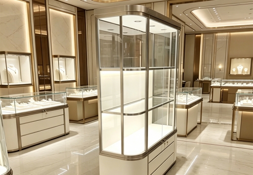 Jewelry Store Showcase Furniture Pedestal Glass Display Case for Jewelry