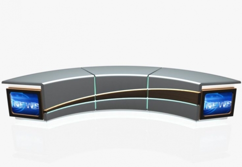 Modern Design Customized TV News Desk LED Lighting Broadcast Table with Platform TV Studio Furniture