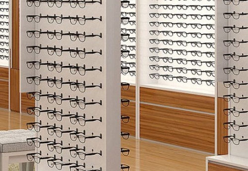 Optical Wall Mounted Sunglasses Display Table with LED Lighting for Optical Shop Eyewear Display Cabinets