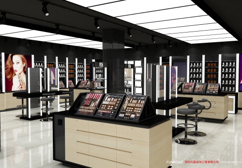 Customized Metal MDF Cosmetics Skincare Display Rack with LED Light for Cosmetics Store Interior Design & Display Stand