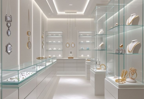 Funroad Custom Furniture Showcases for Jewelry Store Renovation Interior Cabinet Layout for Shop Display Showcase
