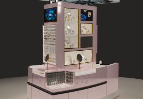 Custom Modern Style Fine Jewelry Store Display Glass Lockable Showcase Kiosks Jewelry Counter Furniture for Mall Showroom