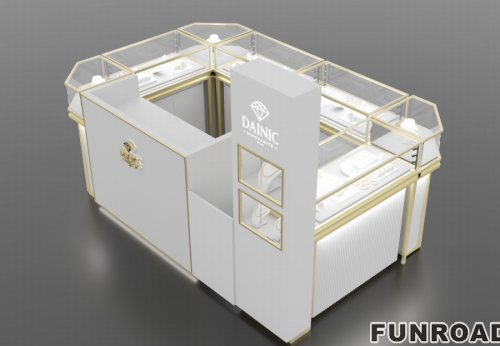 Custom Modern Style Fine Jewelry Store Display Glass Lockable Showcase Kiosks Jewelry Counter Furniture for Mall Showroom