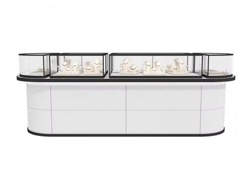 Custom Modern Style Fine Jewelry Store Display Glass Lockable Showcase Kiosks Jewelry Counter Furniture for Mall Showroom