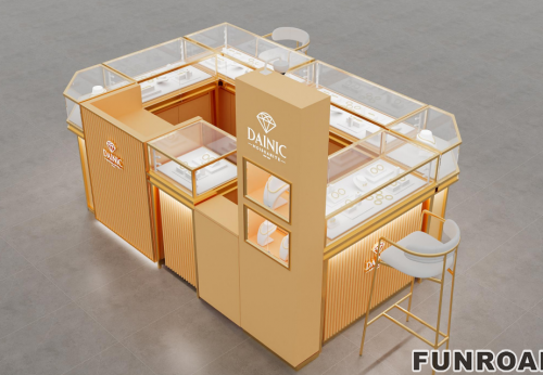 Custom Modern Style Fine Jewelry Store Display Glass Lockable Showcase Kiosks Jewelry Counter Furniture for Mall Showroom