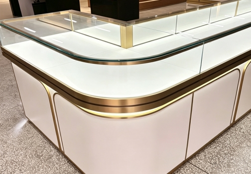 Stainless Steel Jewelry Display Showcase Stylish Jewellery Shop Display Jewelry Glass Display Cabinet for Retail Shop