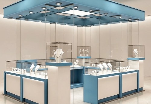 Stainless Steel Jewelry Display Showcase Stylish Jewellery Shop Display Jewelry Glass Display Cabinet for Retail Shop