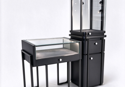 Jewellery Showcase Cabinet LED Illuminated Luxury Marble Glass Display
